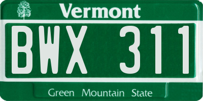 VT license plate BWX311