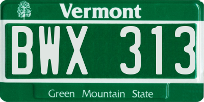 VT license plate BWX313