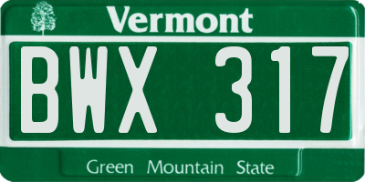 VT license plate BWX317