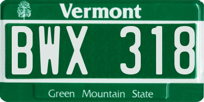 VT license plate BWX318