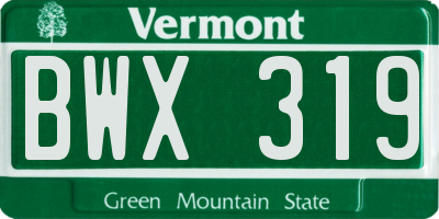 VT license plate BWX319
