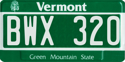 VT license plate BWX320