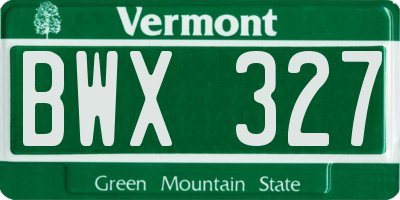 VT license plate BWX327