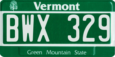 VT license plate BWX329