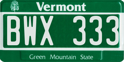 VT license plate BWX333
