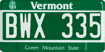 VT license plate BWX335