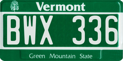 VT license plate BWX336