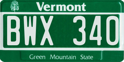 VT license plate BWX340