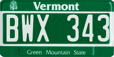 VT license plate BWX343