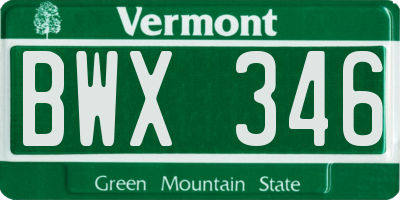 VT license plate BWX346