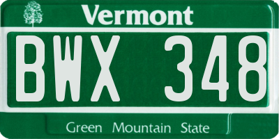 VT license plate BWX348