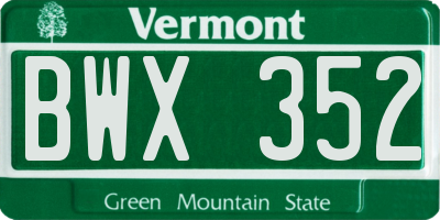 VT license plate BWX352