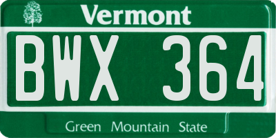 VT license plate BWX364