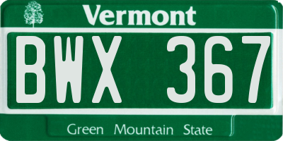 VT license plate BWX367