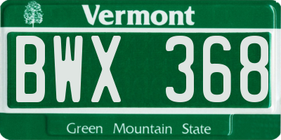 VT license plate BWX368