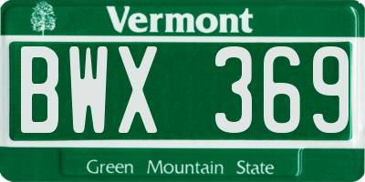 VT license plate BWX369