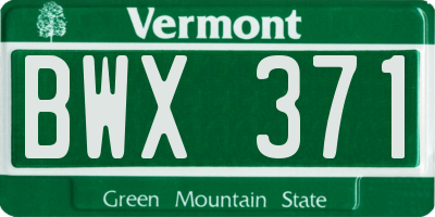 VT license plate BWX371