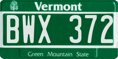 VT license plate BWX372