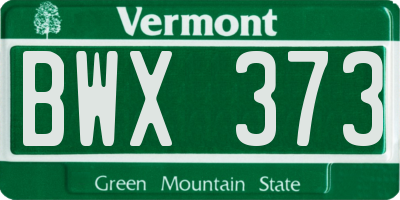 VT license plate BWX373