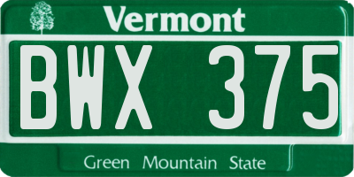 VT license plate BWX375