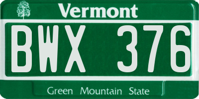 VT license plate BWX376