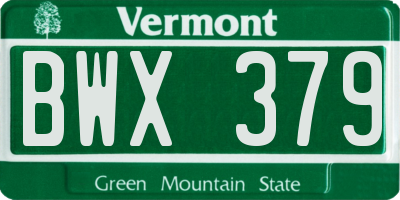 VT license plate BWX379