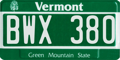 VT license plate BWX380