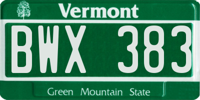 VT license plate BWX383