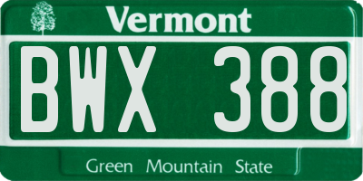 VT license plate BWX388