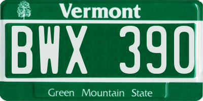 VT license plate BWX390