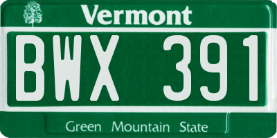 VT license plate BWX391