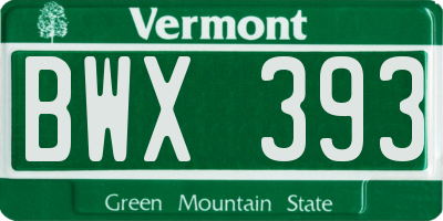 VT license plate BWX393