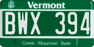 VT license plate BWX394
