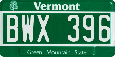 VT license plate BWX396