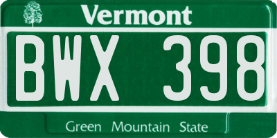 VT license plate BWX398
