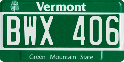 VT license plate BWX406
