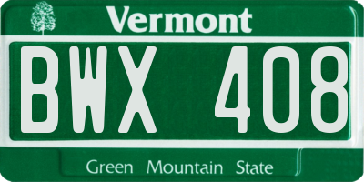 VT license plate BWX408
