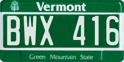 VT license plate BWX416
