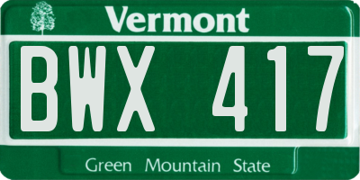 VT license plate BWX417