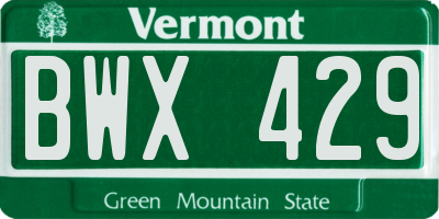 VT license plate BWX429