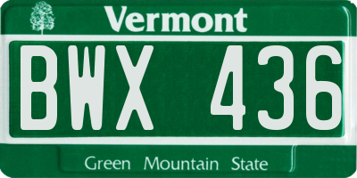 VT license plate BWX436