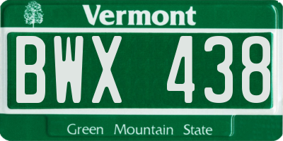VT license plate BWX438