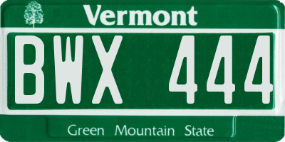 VT license plate BWX444