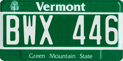 VT license plate BWX446