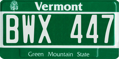 VT license plate BWX447