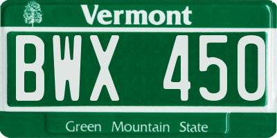VT license plate BWX450