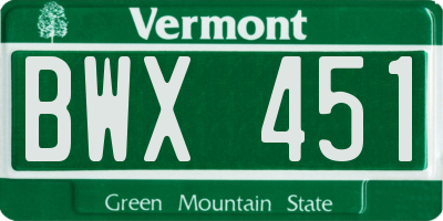 VT license plate BWX451