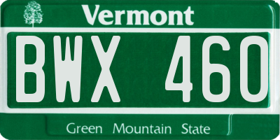 VT license plate BWX460