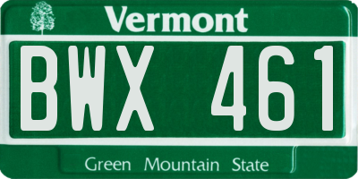 VT license plate BWX461