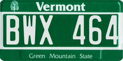 VT license plate BWX464